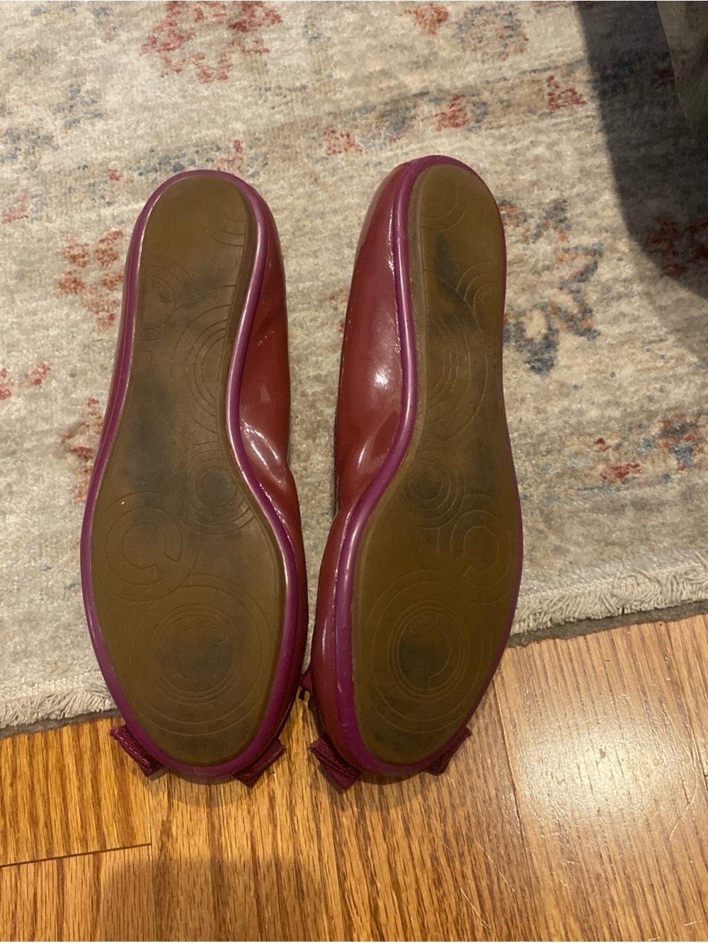 Women’s Burgundy Bow Ballet Flats - Picture 10 of 11